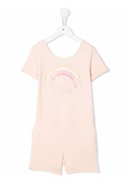 Chloé Kids Playsuit mit Logo-Print - Nude