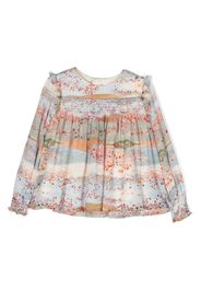 Chloé Kids Ceremony Bluse mit Print - Blau