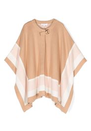 Chloé Kids stripe-detail asymmetric poncho - Braun