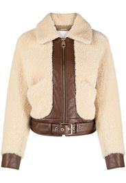 Chloé shearling leather jacket - Braun