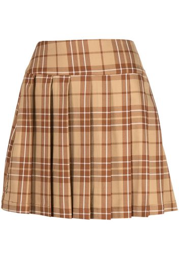 CHOCOOLATE check-print pleated skirt - Braun