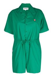 CHOCOOLATE logo-patch ruched buttoned playsuit - GRC