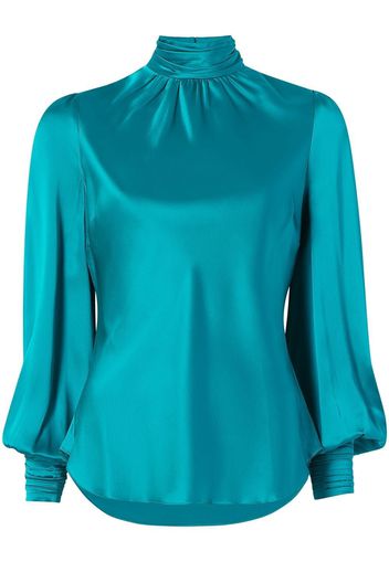 Cinq A Sept Jem Seidenbluse mit Stehkragen - Blau