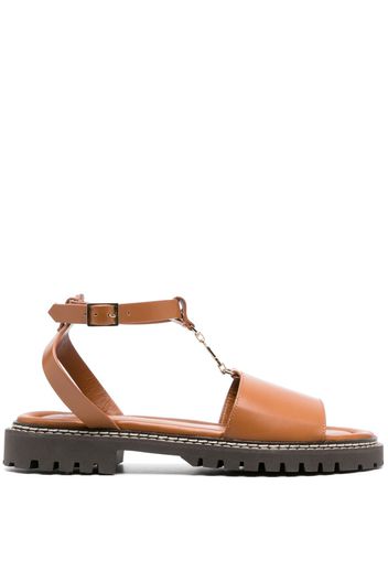 Claudie Pierlot logo-charm leather sandals - Braun