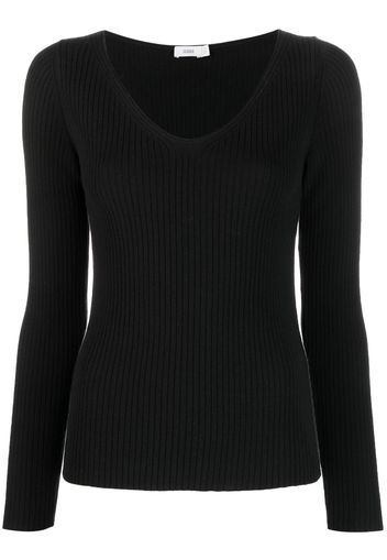 Closed cotton ribbed-knit top - Schwarz