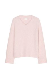 Closed V-neck long-sleeve sweater - Rosa