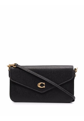 Coach logo-plaque leather crossbody bag - Schwarz