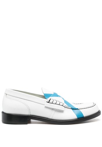 college contrast-stitching leather loafers - Weiß
