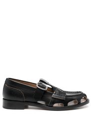 college cut-out detail leather loafers - Schwarz