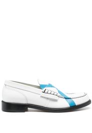 college contrast-stitching leather loafers - Weiß