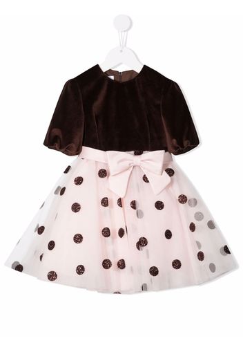 Colorichiari velvet-effect dot-pattern dress - Rosa