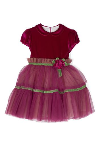 Colorichiari velvet-effect flared dress - Rosa