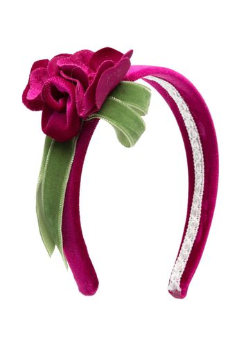 Colorichiari floral-appliqué velour headband - Violett