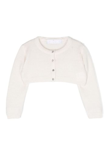 Colorichiari crystal-embellished wool cropped cardigan - Weiß