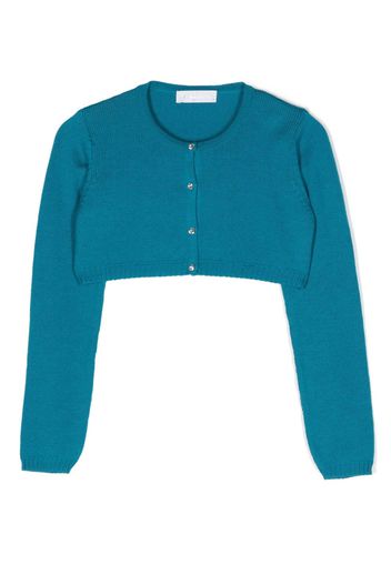 Colorichiari Cropped-Cardigan mit Kristallen - Blau