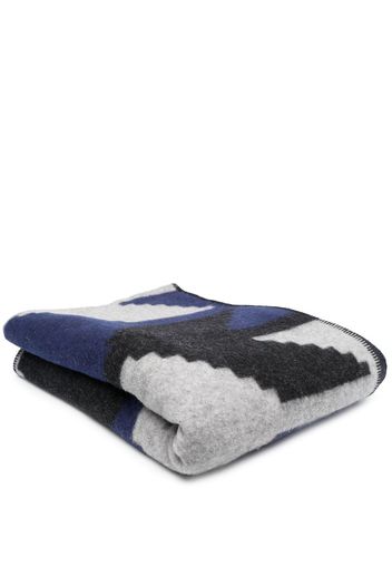colville geometric-print virgin wool-blend scarf - Blau