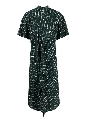 colville geometric-print draped silk dress - Weiß