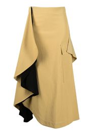 colville asymmetric draped ruffle midi-skirt - Nude