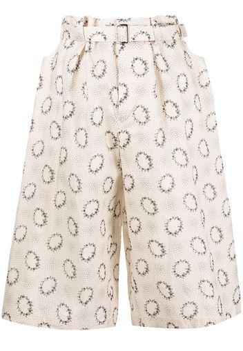 Comme des Garçons TAO floral-print belted shorts - Braun