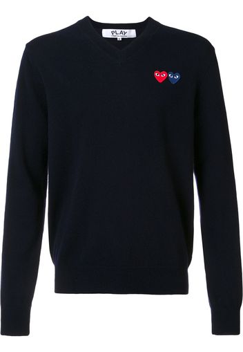 Comme Des Garçons Play Pullover mit V-Ausschnitt - Blau