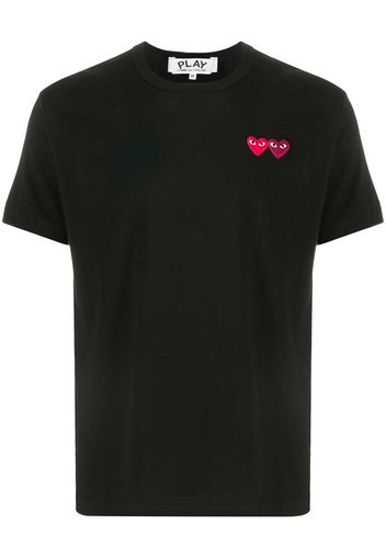 Comme Des Garçons Play T-Shirt mit Herz-Patches - Schwarz