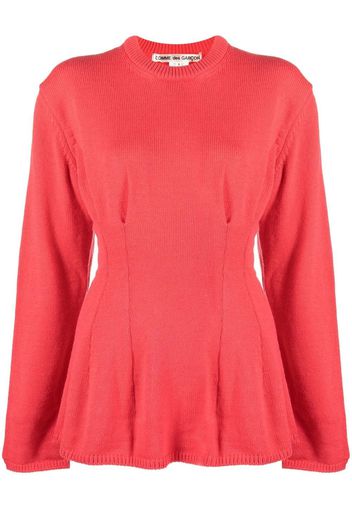 Comme Des Garçons peplum-hem crew neck jumper - Rot