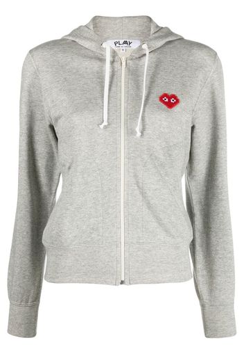 Comme Des Garçons Play embroidered heart zipped hoodie - Grau