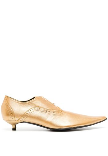 Comme Des Garçons kitten heel pointed-toe brogues - Gold