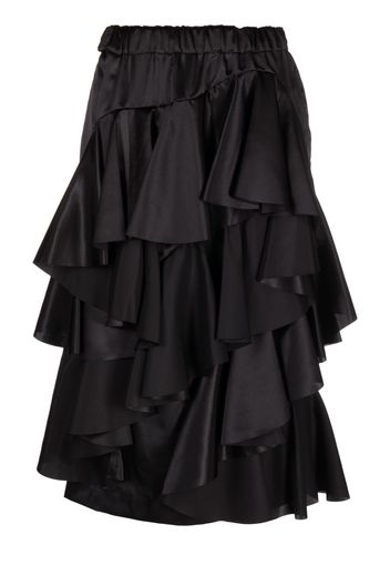 Comme Des Garçons ruffled tiered midi skirt - Schwarz