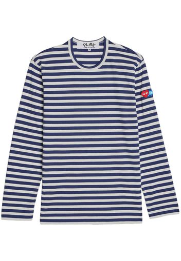 Comme Des Garçons Play x Invader logo-embroidered striped T-shirt - Blau