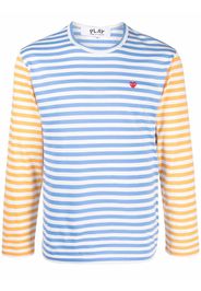 Comme Des Garçons Play Gestreiftes T-Shirt mit Logo - Blau