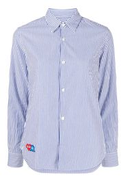 Comme Des Garçons Play x Invader pixelated-heart striped shirt - Weiß