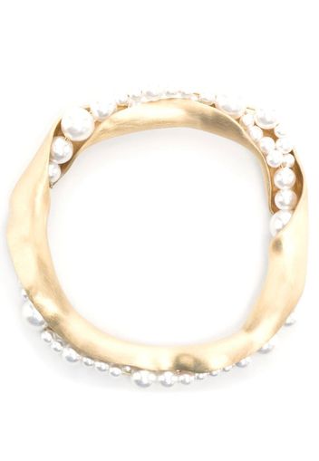 Completedworks faux pearl-embellished napkin rings - Metallisch