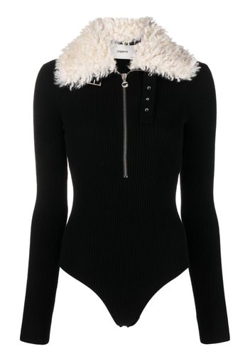 Coperni fleece-collar ribbed bodysuit - Schwarz