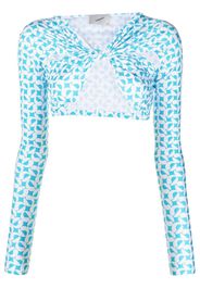Coperni patterned ruched cropped top - Blau