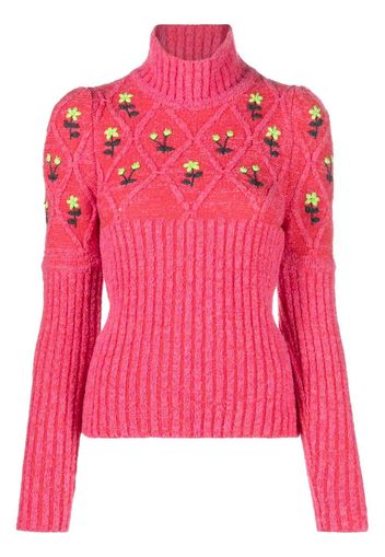 CORMIO Oma floral-embroidered wool jumper - Rosa