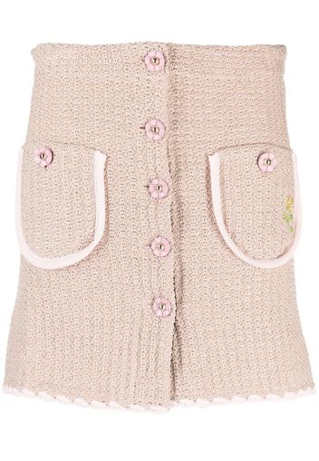 CORMIO Chiara flower-buttons knitted miniskirt - Nude