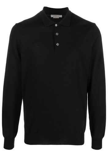 Corneliani knitted long-sleeved polo shirt - Schwarz