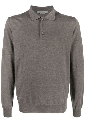 Corneliani virgin-wool long-sleeve polo shirt - Braun