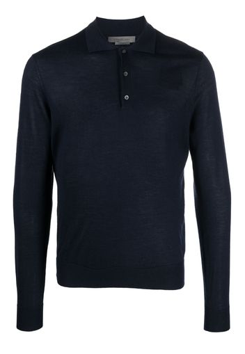 Corneliani fine-knit long-sleeve polo shirt - Blau