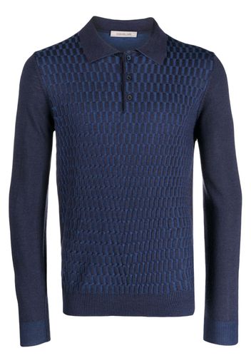 Corneliani patterned intarsia-knit polo shirt - Blau