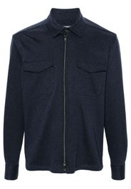Corneliani mélange zip-up shirt jacket - Blau