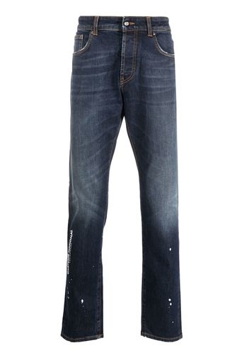costume national contemporary Slim-Fit-Jeans mit Logo-Print - Blau