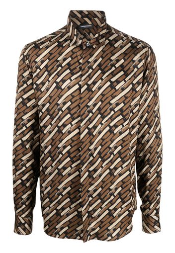 costume national contemporary diagonal stripe-print shirt - Braun