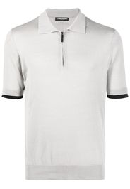 costume national contemporary logo-plaque silk polo shirt - Grau