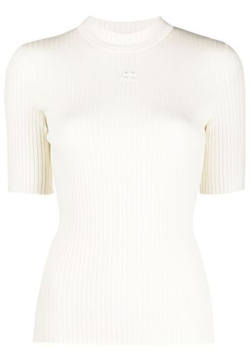 Courrèges Gerippter Pullover mit Logo - Nude