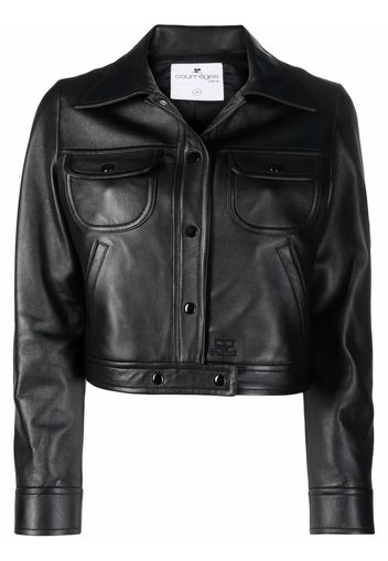 Courrèges Cropped-Lederjacke - Schwarz