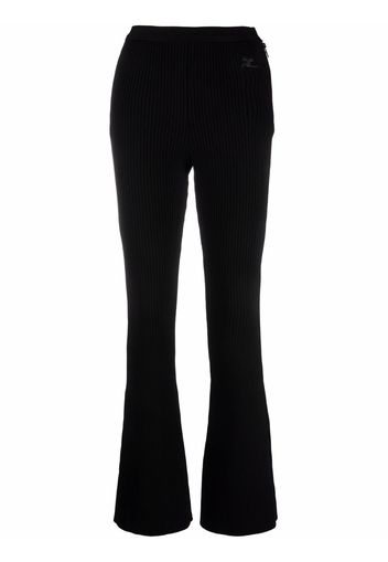 Courrèges logo knit flared trousers - Schwarz