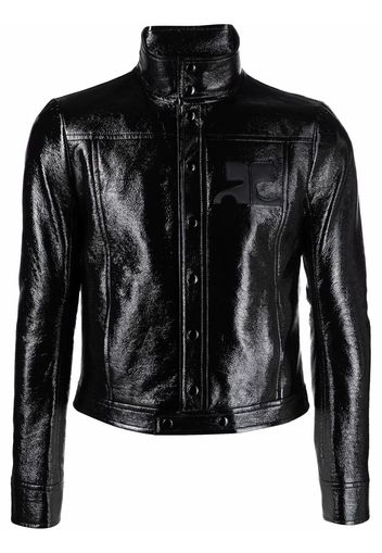 Courrèges high-shine leather-look jacket - Schwarz