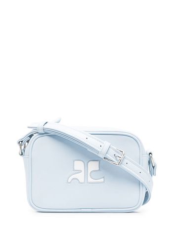 Courrèges logo-patch crossbody bag - Blau